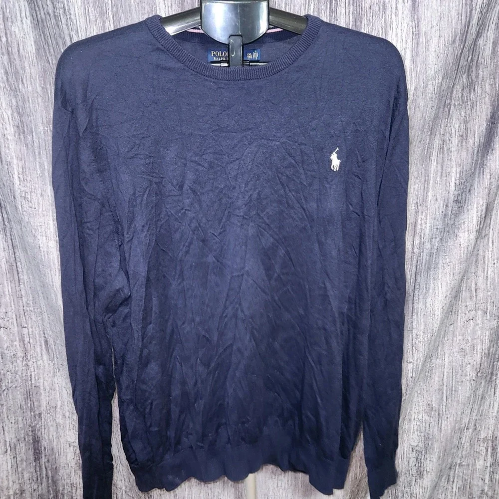 Polo Golf Ralph Lauren XXL Navy Blue Long‎ Sleeve Sweater Pullover